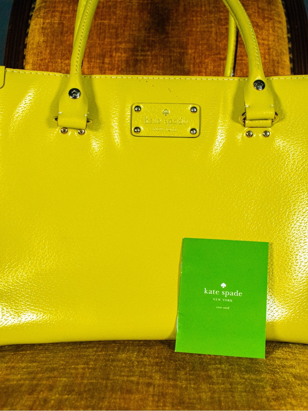 Kate Spade Wellesley Quinn Yellow Leather Tote Bag